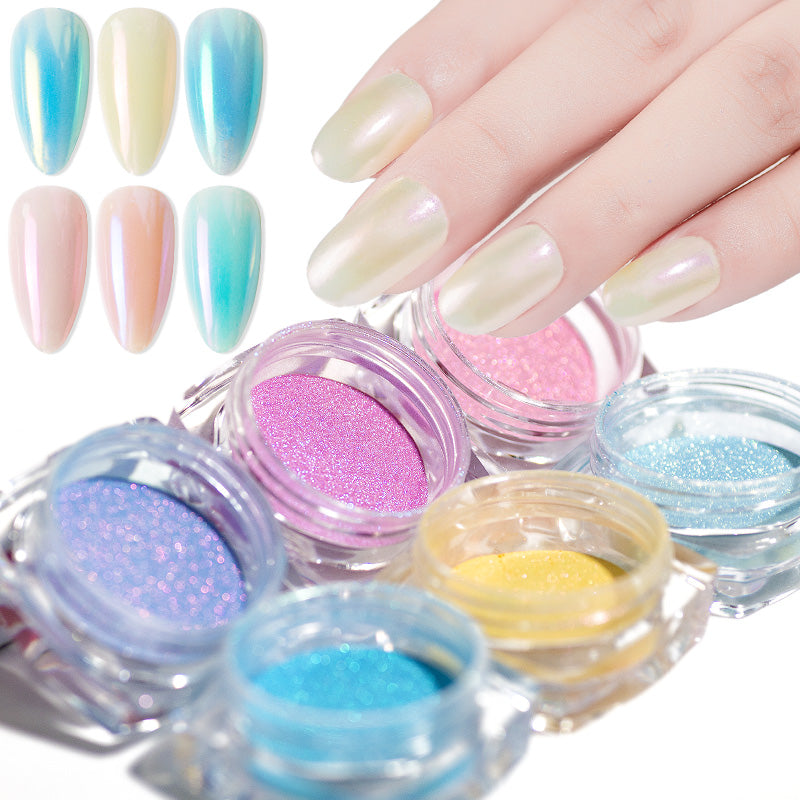 FNP100  New Arrived Wholesale 6 Colors/set Laser Nail Art Powder