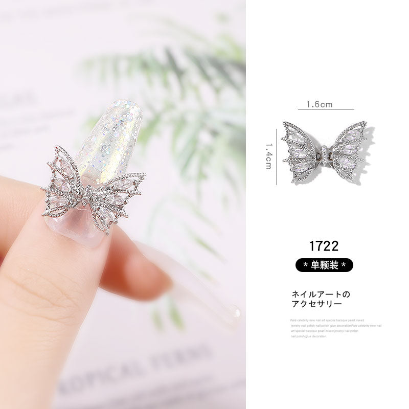 NDE037  ForLife 3D Zircon Butterfly Designer Nail Charms In Bulk