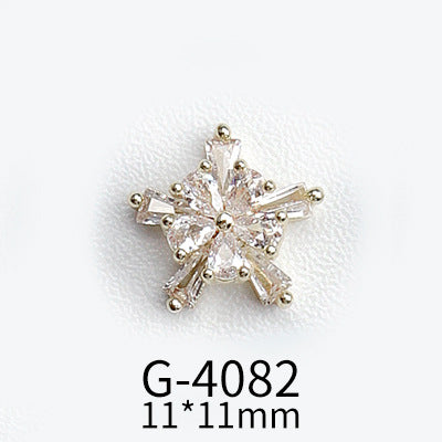 NZJ040  Christmas Nail Art Zircon Charms 3D Snowflake Nail Glitter Sticker Supplies Accessories Shiny Xtmas Nail Rhinestones Jewelry