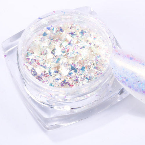 FNP054  12 Colors Magic Mirror Acrylic Powder Nail Art Laser Colorful Transparent Powder Nail Art Decoration