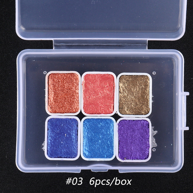 FNP069  Manicure Watercolor Pigment Solid Pearlescent Watercolors Glitter Solid Gold Paint Set