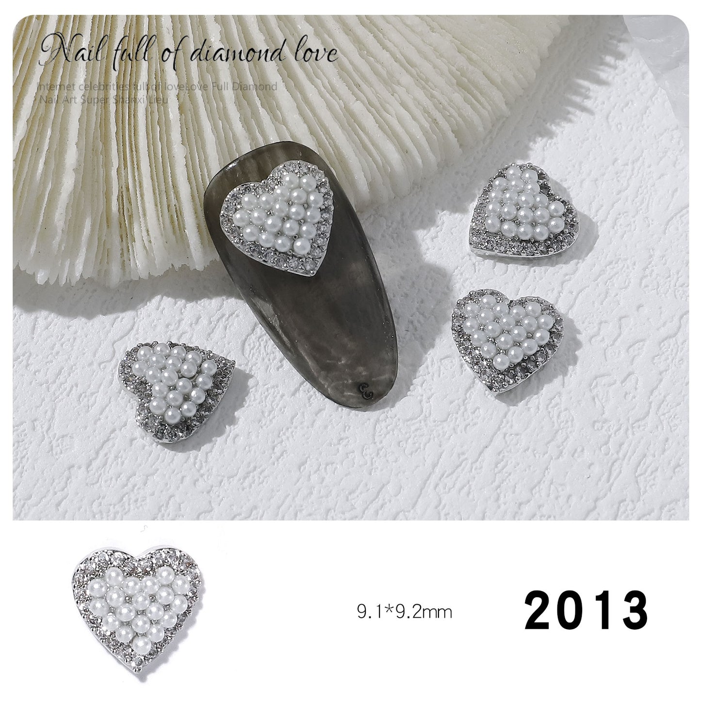 NZJ058  New Nail Art Love Heart Diamond Jewelry Japanese Shiny Heart Shaped Zircon Nail Decoration Diamond Accessories