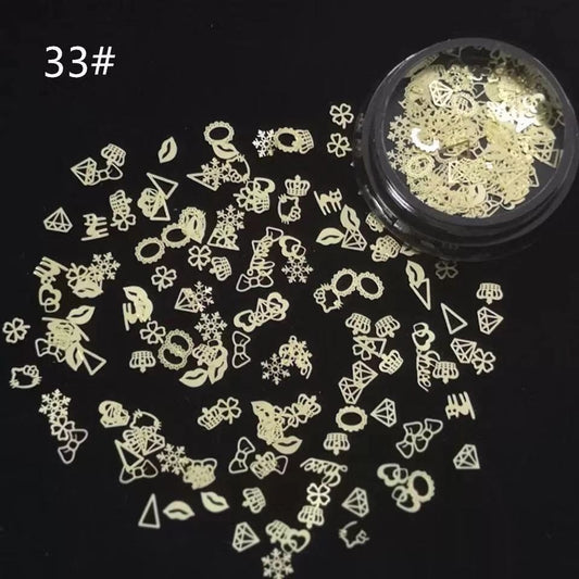 NDE014  ForLife Wheel of Fortune New Year Series 3D Patch Hollow Metal Nail Stud Art Deco Gold Rivet Manicure Nail Art Decoration