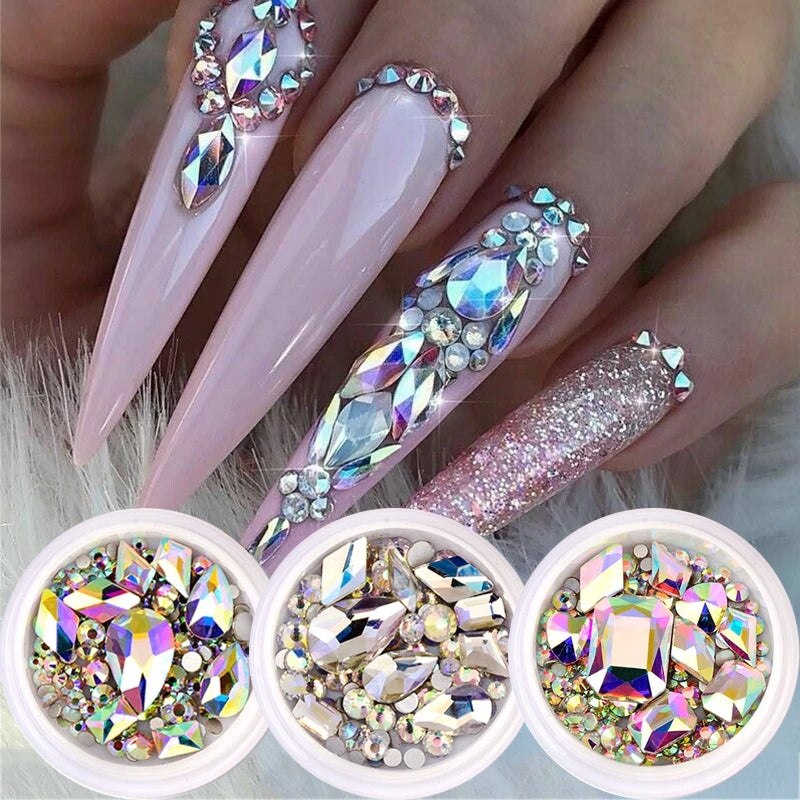 NRS008  ForLife 3D Nail Art Rhinestones Flatback Charm Heart acrylic Multislice Diamond Nail decoration DIY Nails Accessories