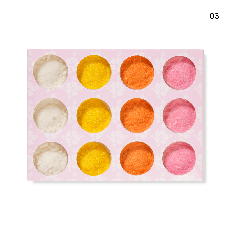 FNP067  New Designs Mixed Color 12 Pcs/set Plush Nail Decoration Powder