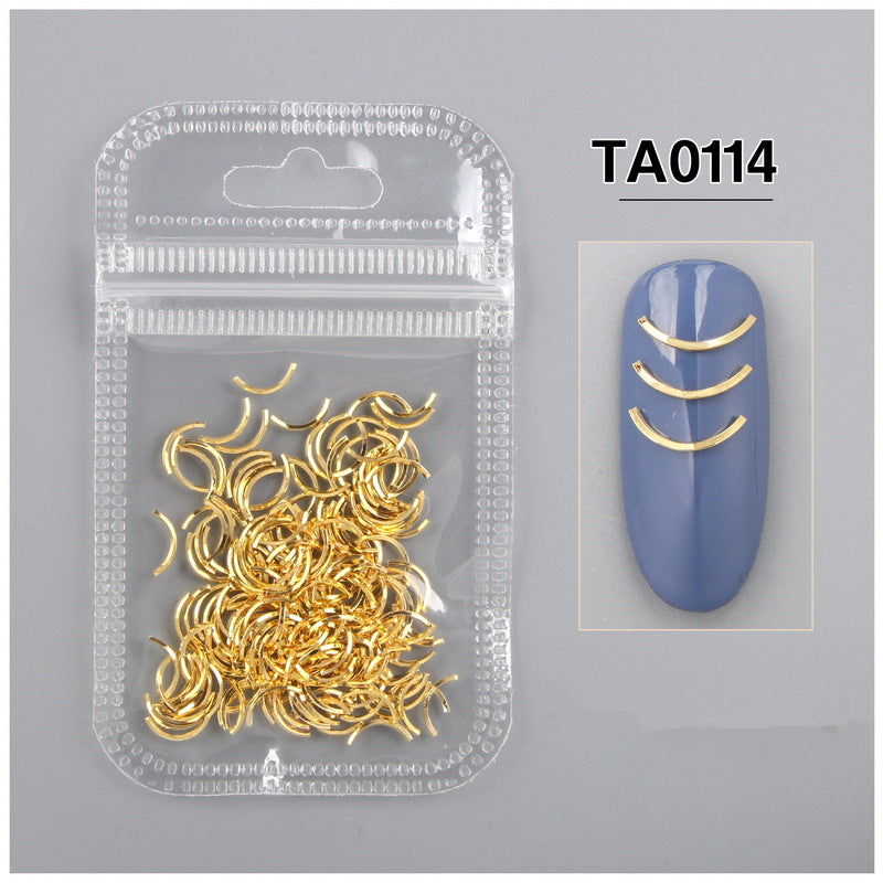 NRD002 1Bag Metal Rivets 3D Nail Decoration Gold Triangle Rectangles Alloy Studs DIY Manicure Nail Art Decorations