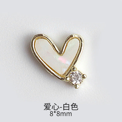 NZJ043  New nail art shell love jewelry metal accessories nail decoration diamond alloy jewelry