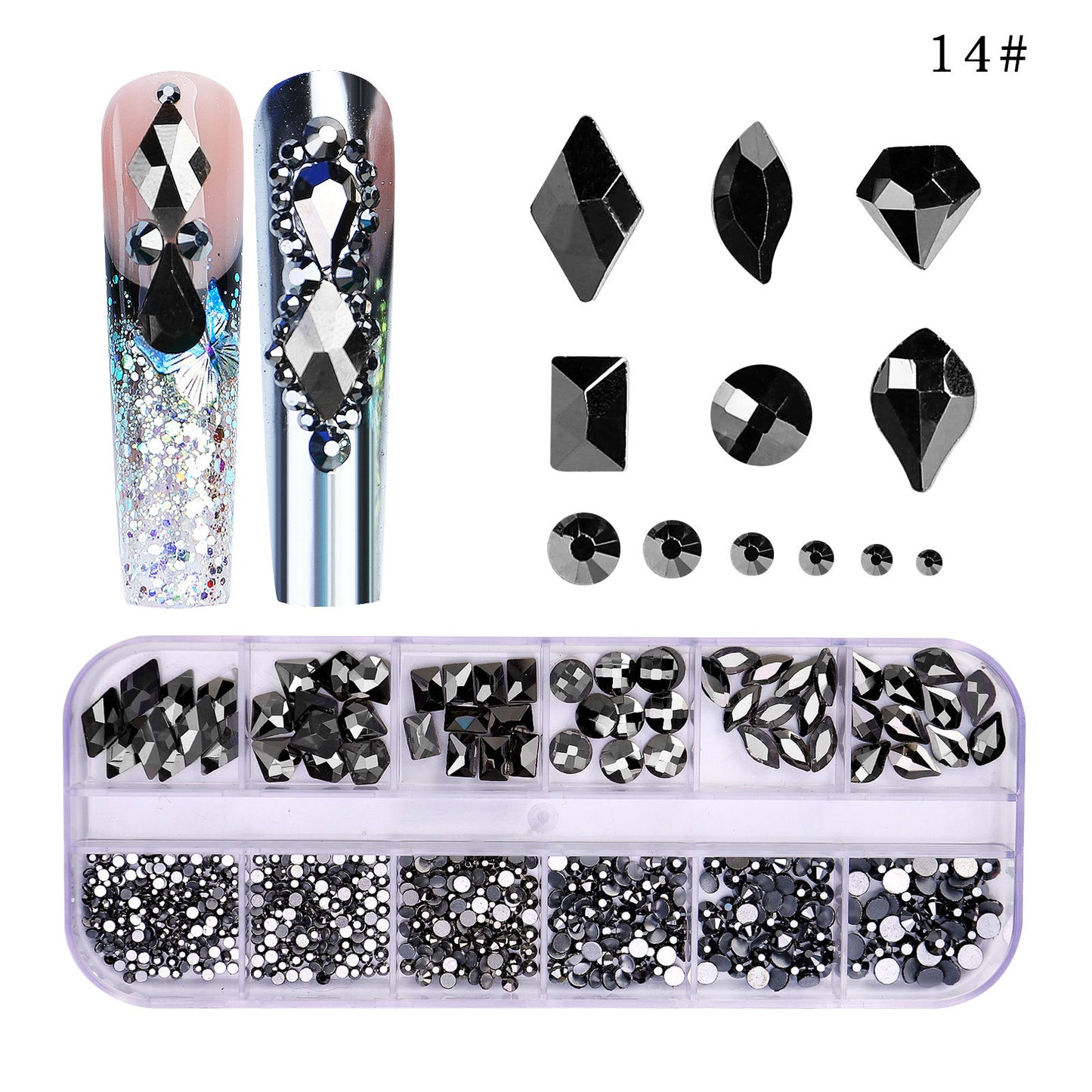 NRS027  ForLife Flat Bottom Glass Nail Rhinestones Decorations Crystal 3d Nail Art Accessories Shaped rhinestones