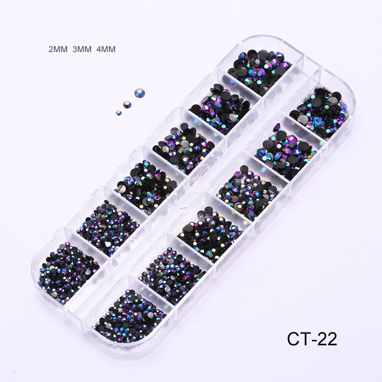 NDE050  Hot Selling Nail Rhinestone 12 Grid Boxed Mixed Rivet Jewelry Symphony Pearl Sequin Chain Nail Accessories