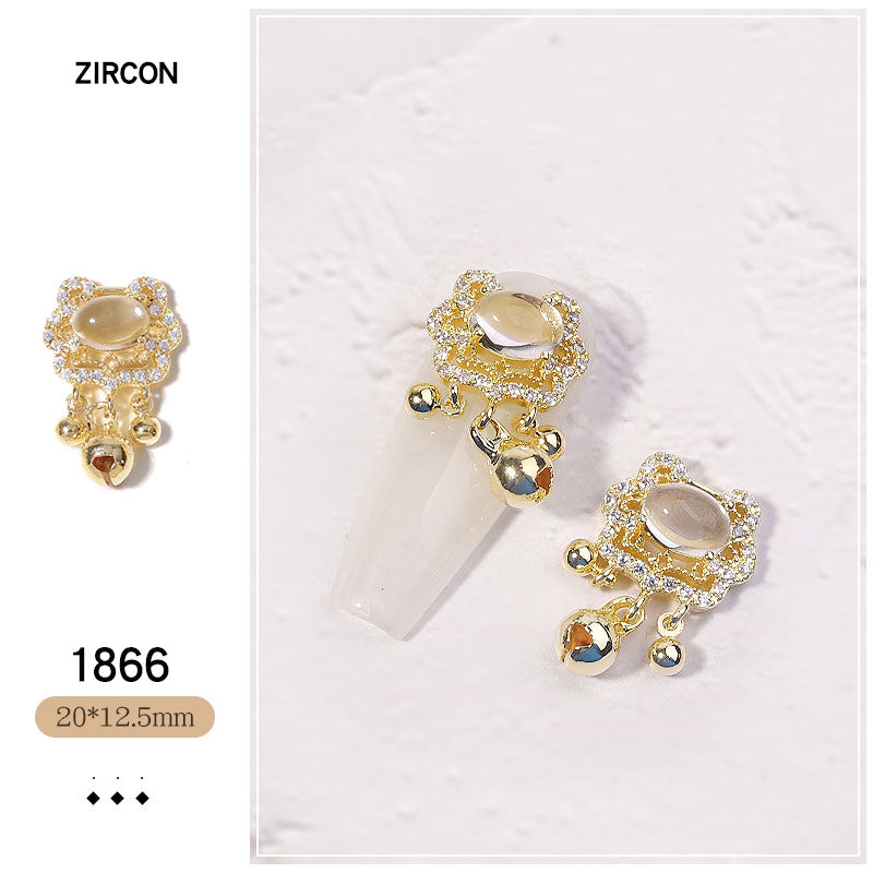 NZJ052  New Luxury Zircon Crystal Rhinestones For Nails Alloy Gold Nail Art Decorations Fashion Jewelry Ornaments