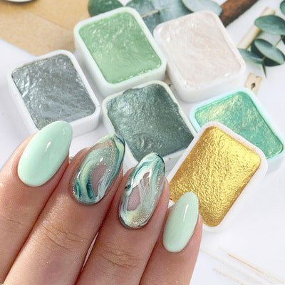 FNP039  Watercolor Draw Paint Blooming Flowers Pearl Pigment Solid Magic Mirror Nail Powder Nail Art DIY Decoration