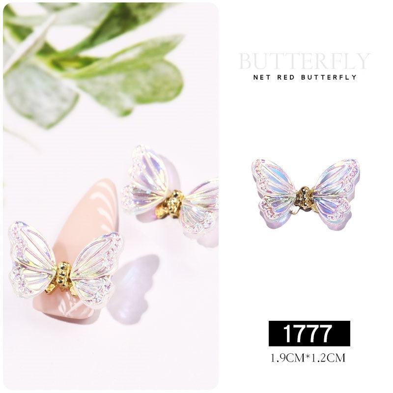 NDE042  ForLife 3D Aurora Simulation Flying Butterfly Nail Art Decorations Luxury Crystal Zircon Nail Jewelry