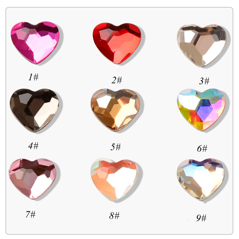 NDE049  ForLife Nail Art Mini Love Heart Diamond Flat Heart 3*3.5mm Shiny DIY 3D Crystal Diamond Jewelry