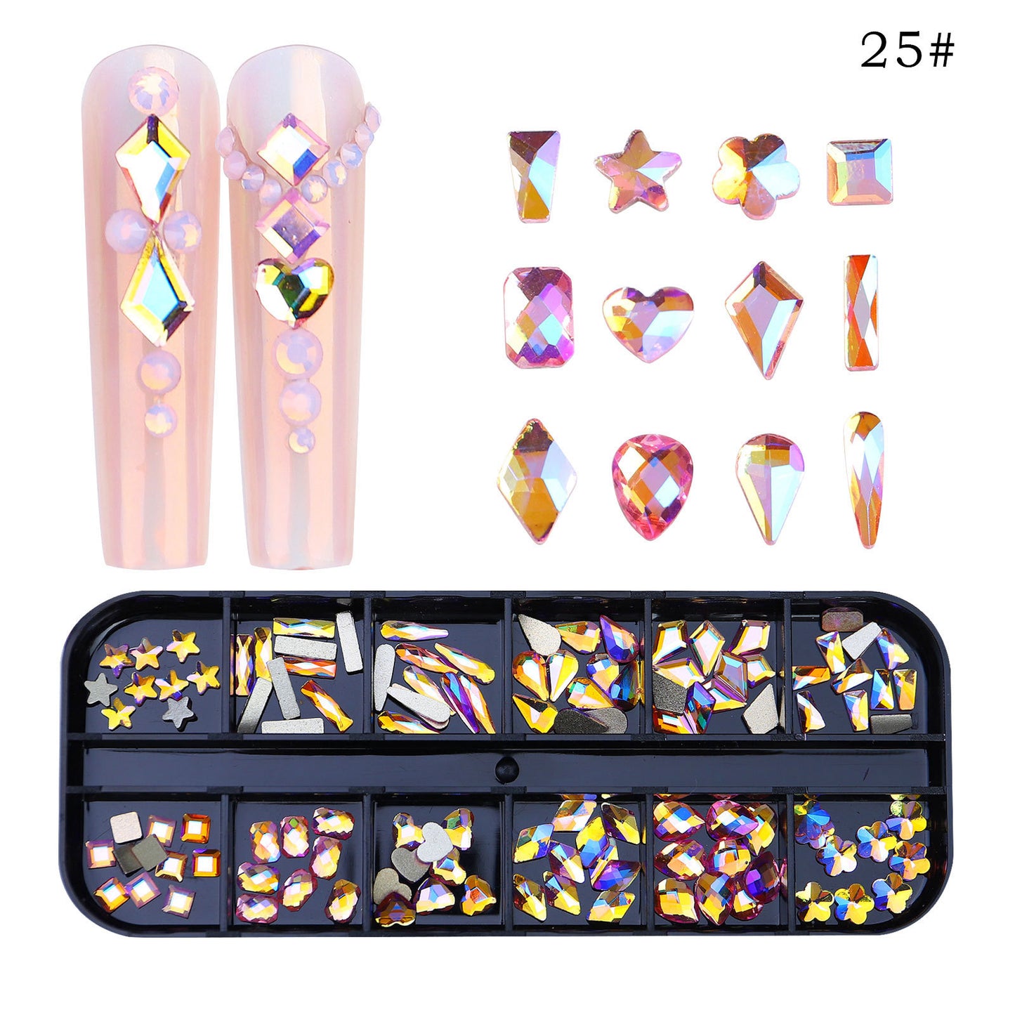 NRS027  ForLife Flat Bottom Glass Nail Rhinestones Decorations Crystal 3d Nail Art Accessories Shaped rhinestones