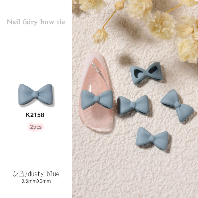 NDE043  2 pcs of nail art bows Japanese simple nail decorations fairy frosted 3D small bow tie nail accessories