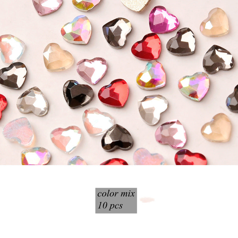 NDE049  ForLife Nail Art Mini Love Heart Diamond Flat Heart 3*3.5mm Shiny DIY 3D Crystal Diamond Jewelry