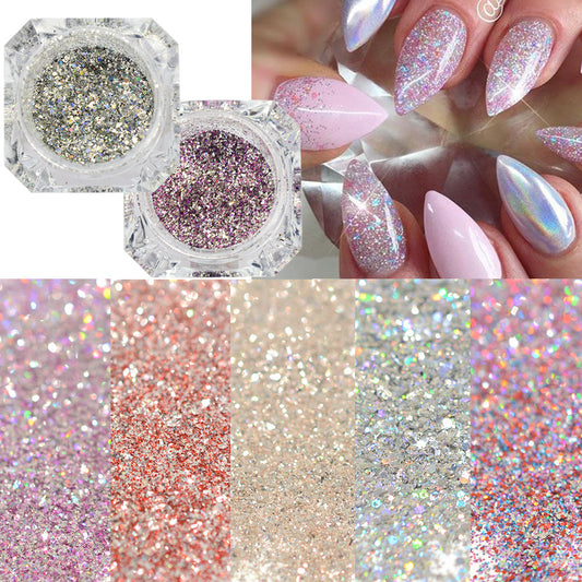 FNP006  Hot nail enhancement platinum glitter gold foil gold  powder laser color change DIY nail sequins