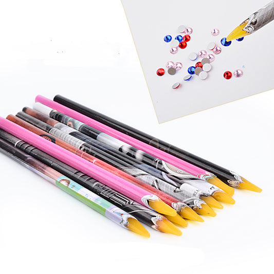 NBR027  1 pcs Nail Art Tools Rhinestones Gem Picking Crystal Wax Pencil Pen Picker Nail Art Decoration Dotting Tool Make up