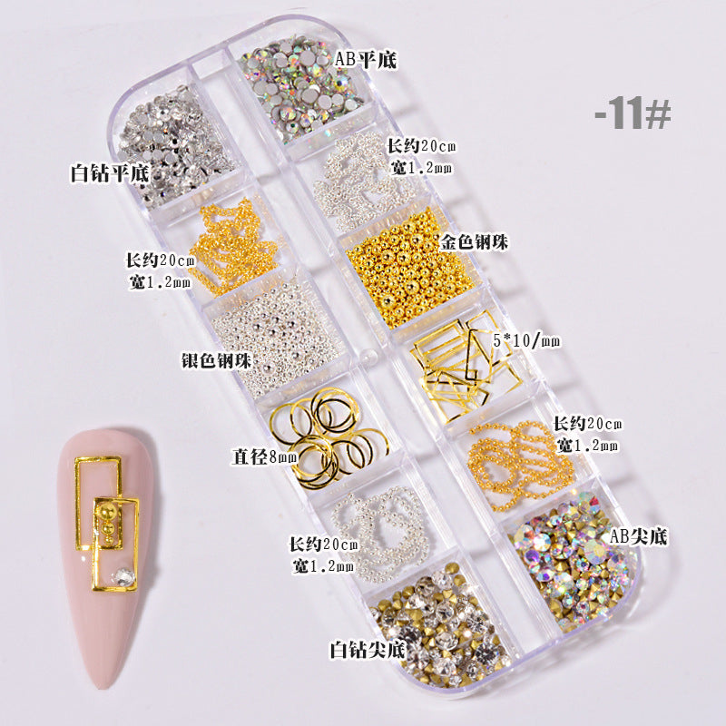 NRS022  ForLife New Nail Art Jewelry Rhinestone Mixed Rivet Pearl Small Accessories Nail Decoration Metal Chain Accessories