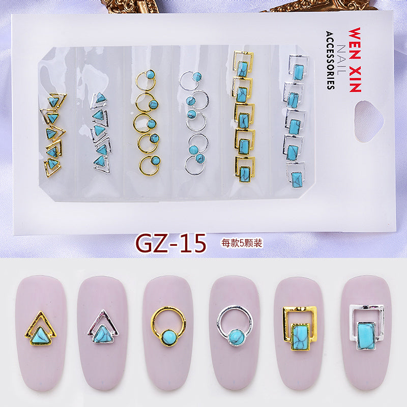 NRS007  ForLife 6 Grid Pack Flatback Nail Art Crystal Rhinestones Zircon Decorations 3d Alloy Retro Nail Accessories DIY tools