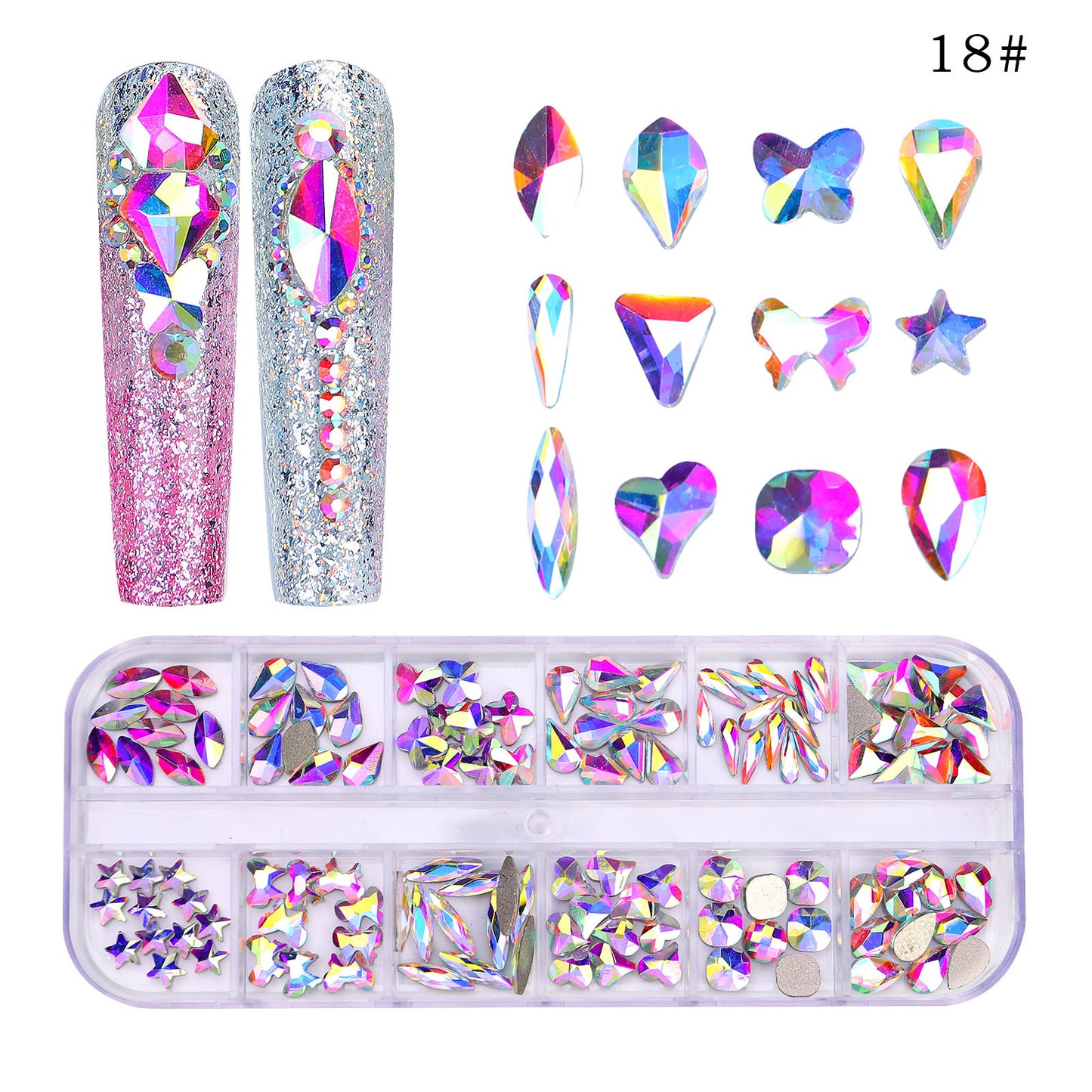 NRS027  ForLife Flat Bottom Glass Nail Rhinestones Decorations Crystal 3d Nail Art Accessories Shaped rhinestones