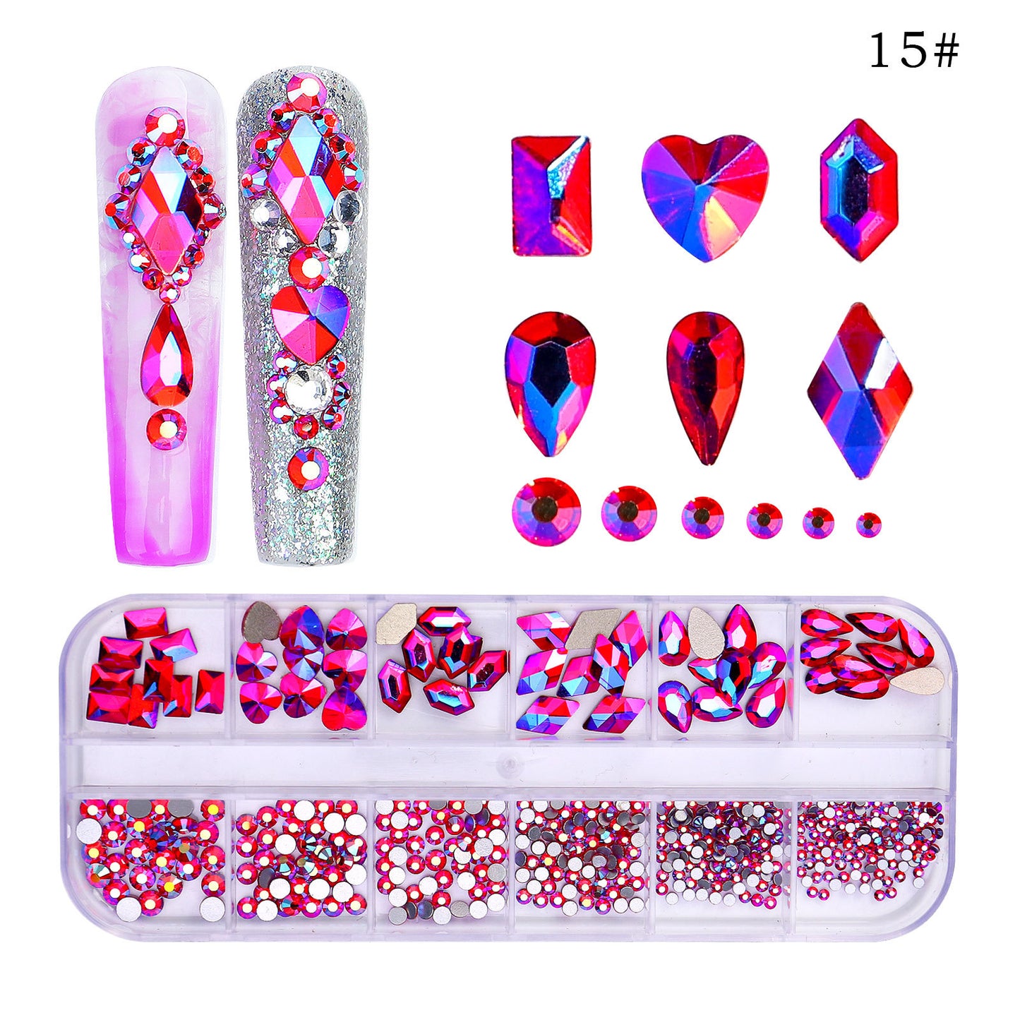 NRS027  ForLife Flat Bottom Glass Nail Rhinestones Decorations Crystal 3d Nail Art Accessories Shaped rhinestones