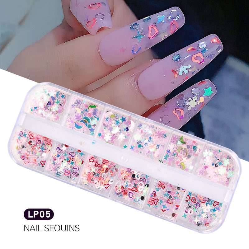 NDE045  New Nail Art Love Heart Sequins Symphony Laser Sparkle Small Red Heart Nails Ultra-thin Peach Heart Patch Jewelry