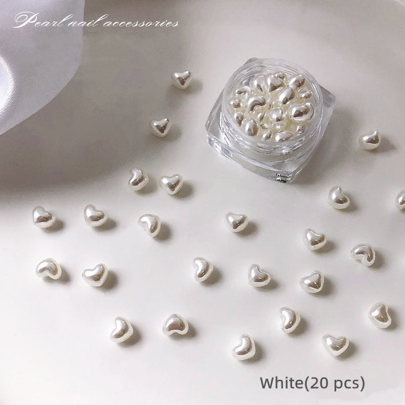 NRS033  Nail Art Love Pearl Jewelry 2022 New 3D Heart Nail Decoration 20pcs/bag