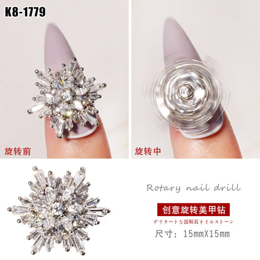 NZJ057   Stars Design Crystal Nail Art Rhinestones Nail Ornament Tassel Zircon Sparkles Alloy Nail Art Decoration Rivets