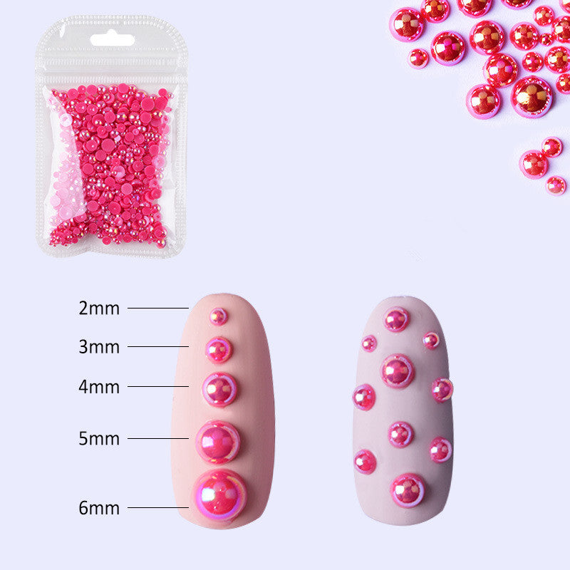 NDE018  ForLife Half Round Pearls Colorful Mixed Flatback Loose White Glue On Resin Beads DIY Jewelry Making Nails Art