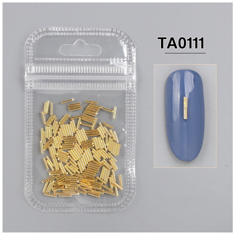 NRD002 1Bag Metal Rivets 3D Nail Decoration Gold Triangle Rectangles Alloy Studs DIY Manicure Nail Art Decorations