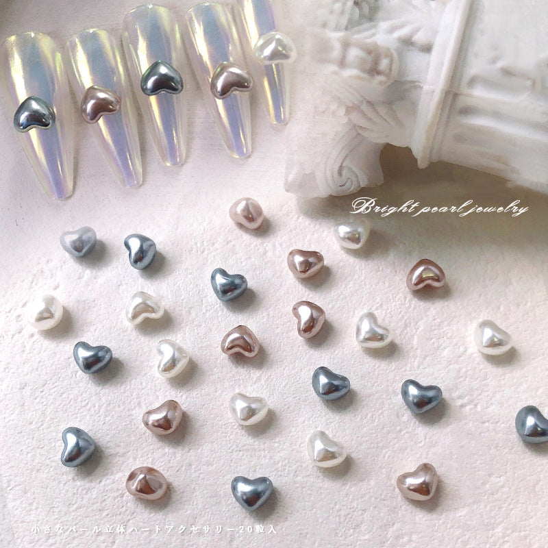 NRS033  Nail Art Love Pearl Jewelry 2022 New 3D Heart Nail Decoration 20pcs/bag