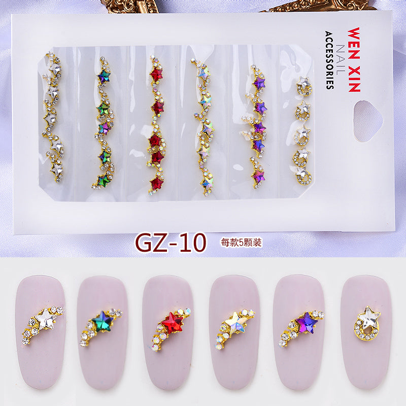 NRS007  ForLife 6 Grid Pack Flatback Nail Art Crystal Rhinestones Zircon Decorations 3d Alloy Retro Nail Accessories DIY tools