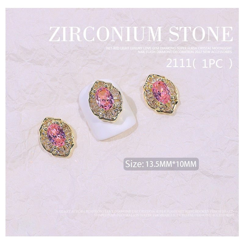 NZJ007 Luxury Crystal Nail Rhinestones Shiny Diamonds Colorful Zircon Jewelry 3d Alloy Nail Art Decorations