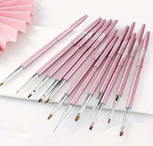 NBR026  ForLife Rose Gold Nail Art Liner Painting Flower Acrylic UV Gel Extension Builder Brush Manicure Drawing Tools