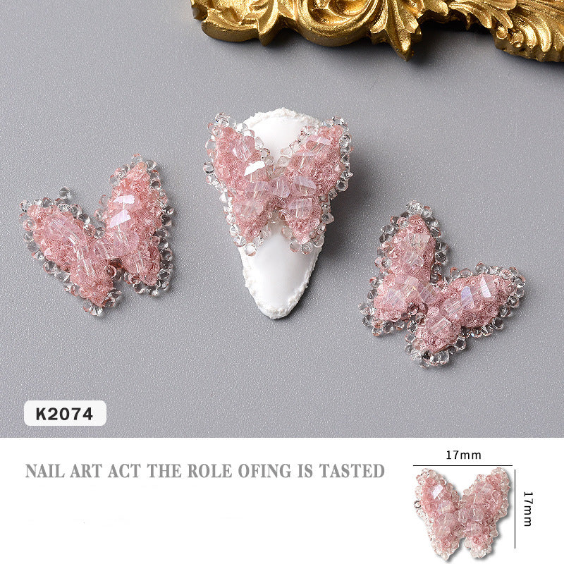 NDE047  ForLife 2021 new nail jewelry Japanese crystal bow handmade rhinestone butterfly Mickey 3D nail decoration