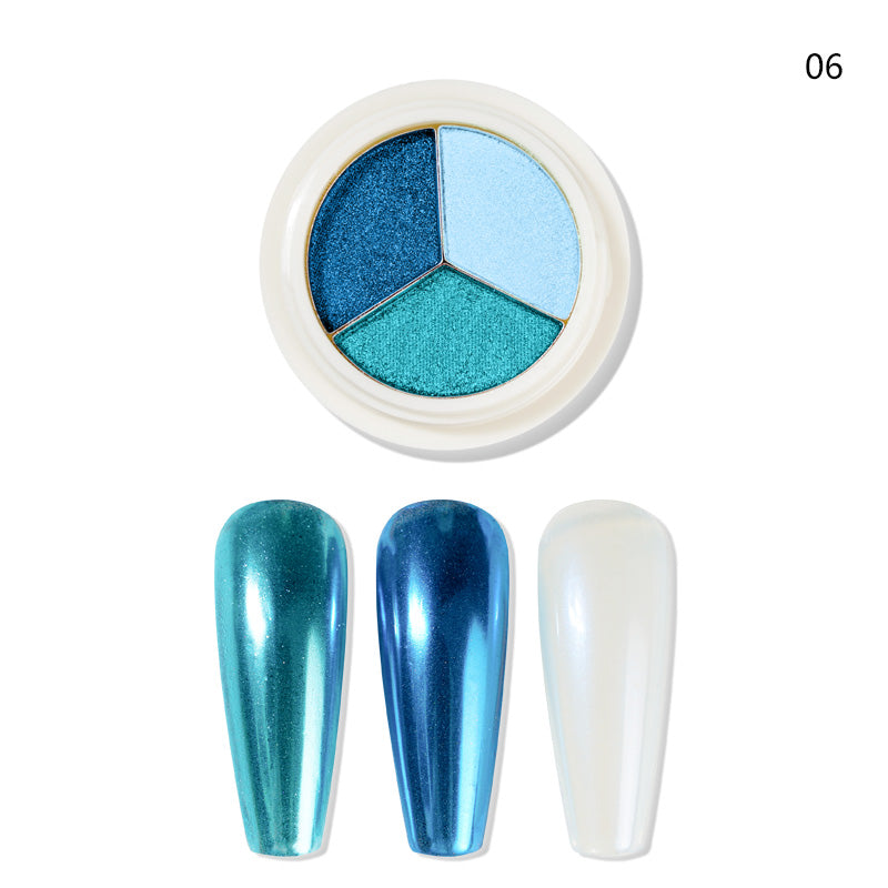 FNP083  Mixed 3 Colors Mirror Nail Powder Glitter Dust for Metal Effect Chrome Nail Art Solid Powder Pigment Nail Art Decorations Powder