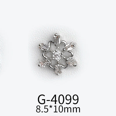 NZJ040  Christmas Nail Art Zircon Charms 3D Snowflake Nail Glitter Sticker Supplies Accessories Shiny Xtmas Nail Rhinestones Jewelry