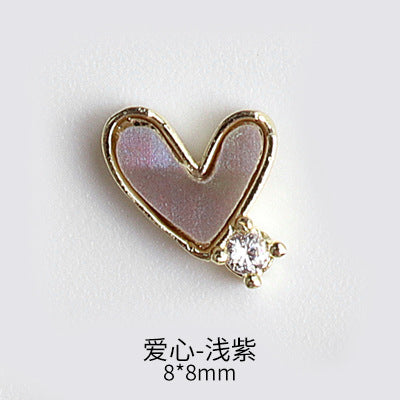 NZJ043  New nail art shell love jewelry metal accessories nail decoration diamond alloy jewelry