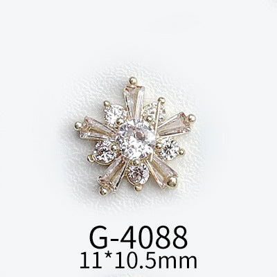 NZJ040  Christmas Nail Art Zircon Charms 3D Snowflake Nail Glitter Sticker Supplies Accessories Shiny Xtmas Nail Rhinestones Jewelry