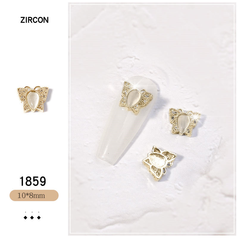 NZJ052  New Luxury Zircon Crystal Rhinestones For Nails Alloy Gold Nail Art Decorations Fashion Jewelry Ornaments