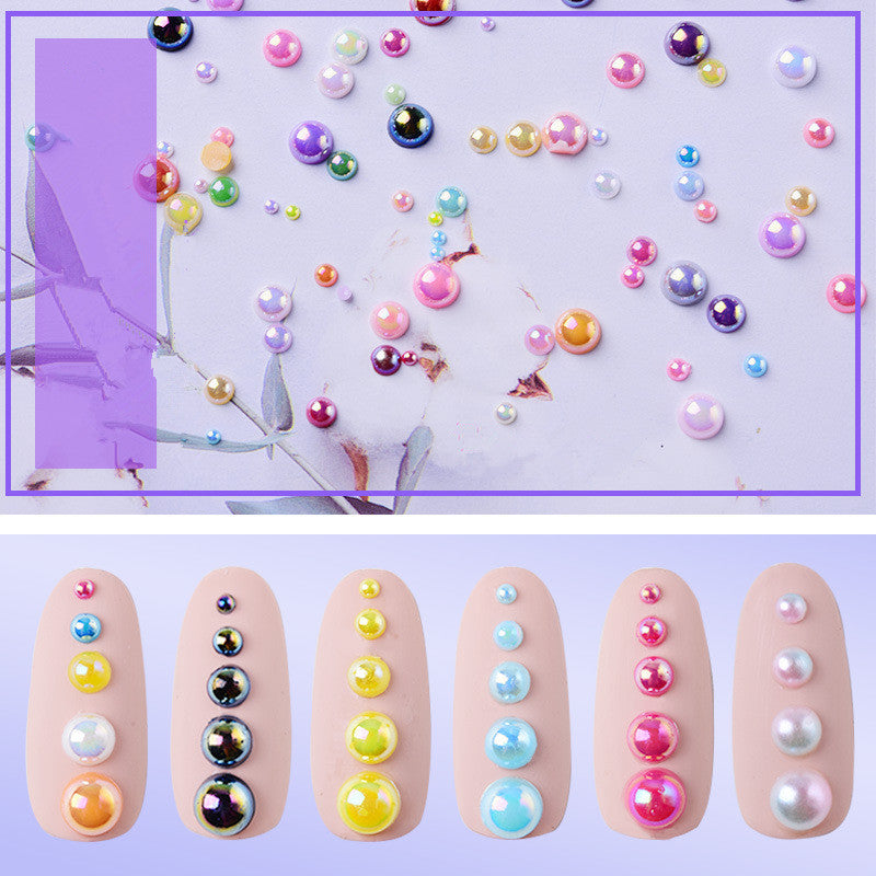 NDE018  ForLife Half Round Pearls Colorful Mixed Flatback Loose White Glue On Resin Beads DIY Jewelry Making Nails Art