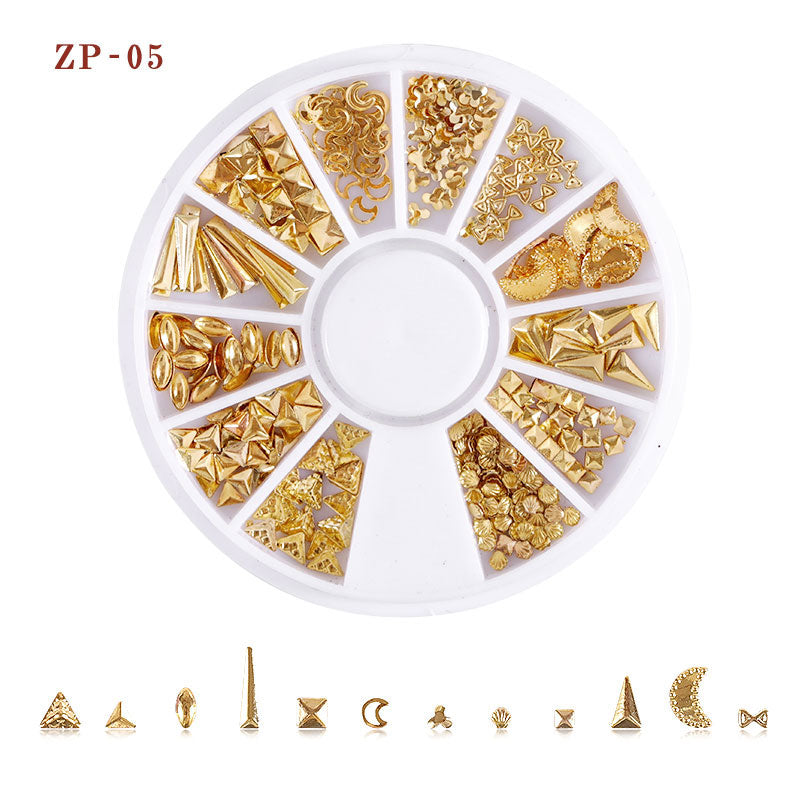 NRD007 3d Ocean Nail Art Studs Gold Charms Summer Sea Metal Alloy Rivets Shell Starfish Hollow Star decoration nails