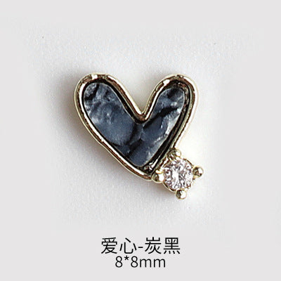 NZJ043  New nail art shell love jewelry metal accessories nail decoration diamond alloy jewelry