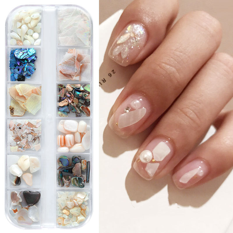 NDE062  12colors Irregular Crushed Natural Shell Nail Art Stone Manicure Nail Decorations