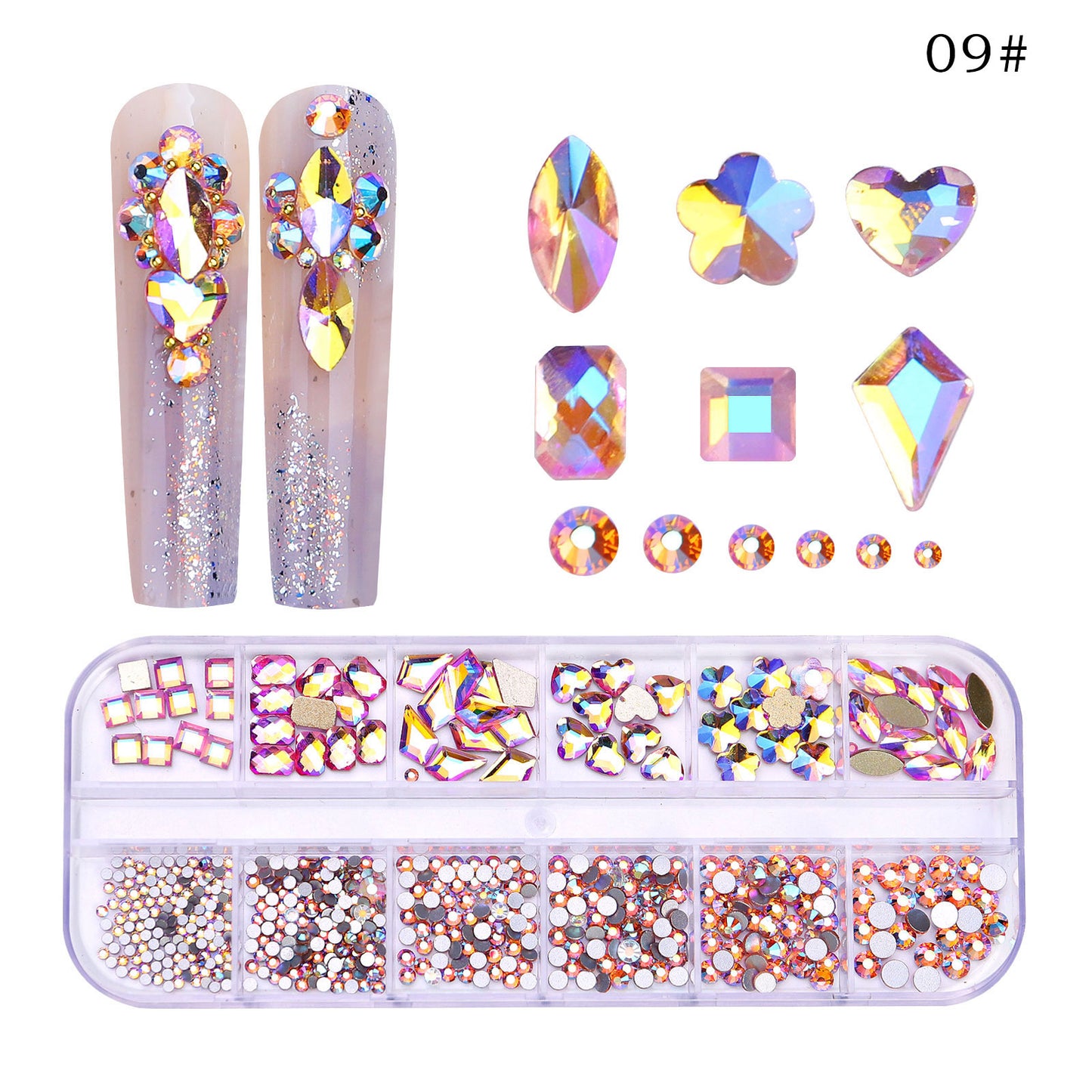 NRS027  ForLife Flat Bottom Glass Nail Rhinestones Decorations Crystal 3d Nail Art Accessories Shaped rhinestones