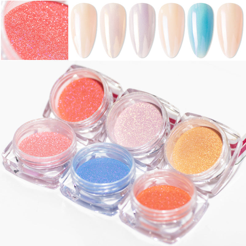 FNP100  New Arrived Wholesale 6 Colors/set Laser Nail Art Powder