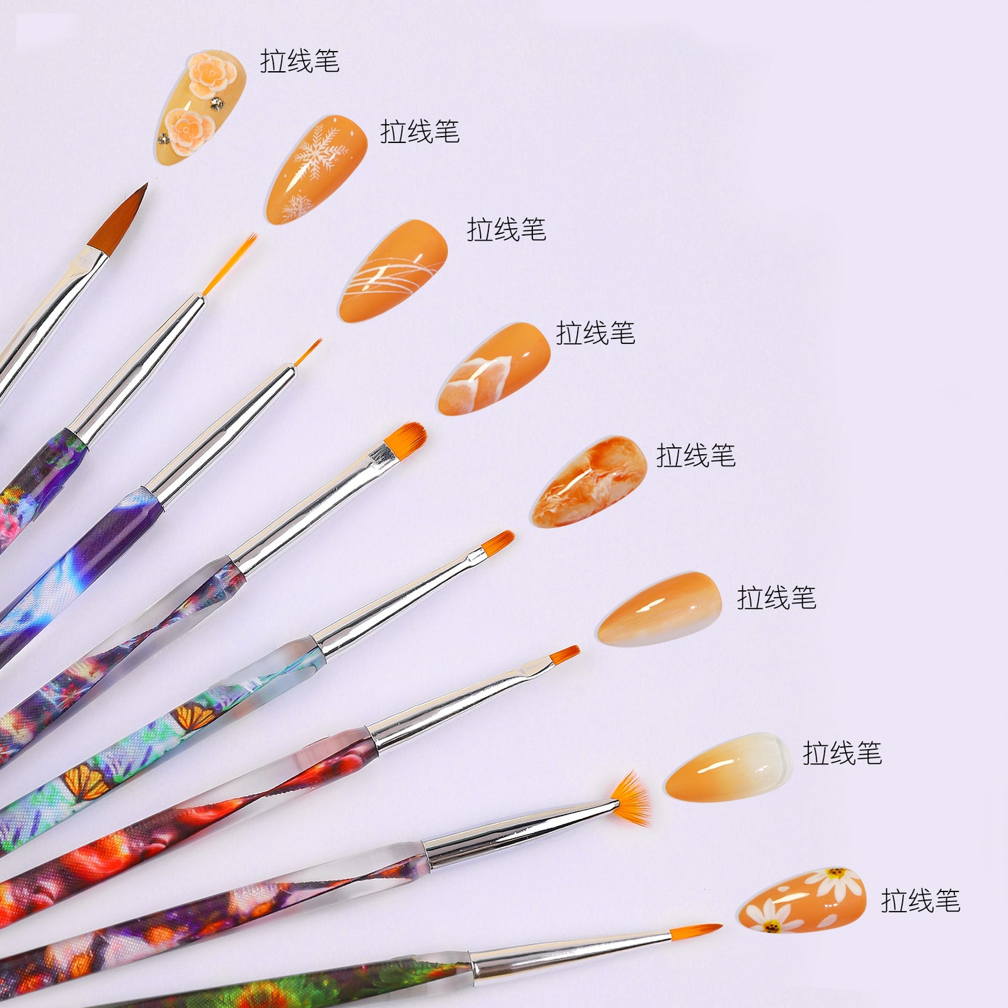 NAB001 ForLife Crystal Acrylic clear streamer Nail pen set painted halo dye light therapy pull line nail special brush