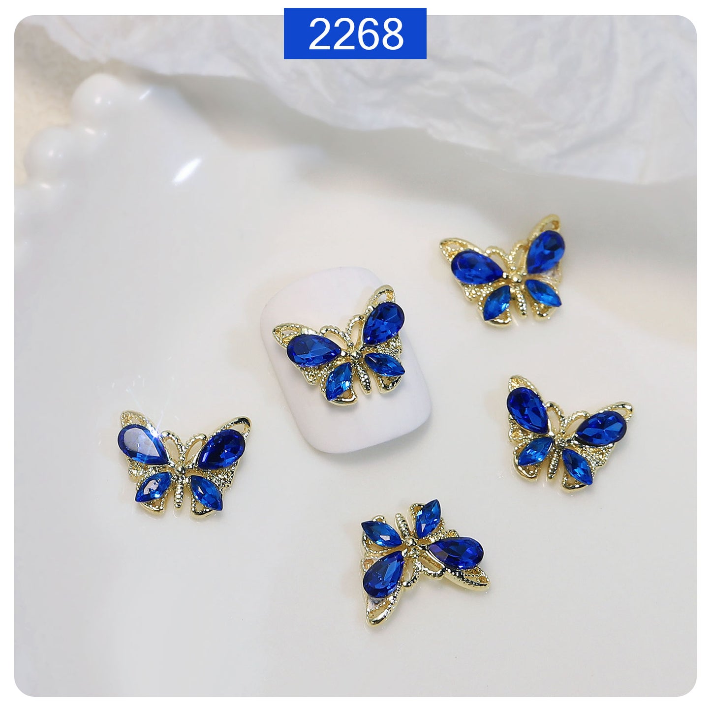 NZJ049  New luxury shiny 3D alloy crystal butterfly zircon nail accessories wholesale