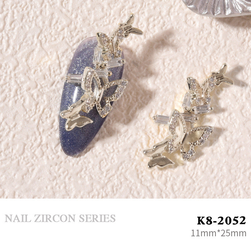 NZJ062  New luxury color retention shiny zircon rhinestone butterfly jewelry nail decoration rhinestone elk puppy decoration accessories